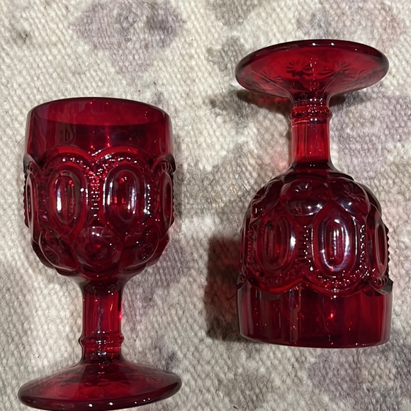Vintage Ruby Glass Moon & Stars wine glasses